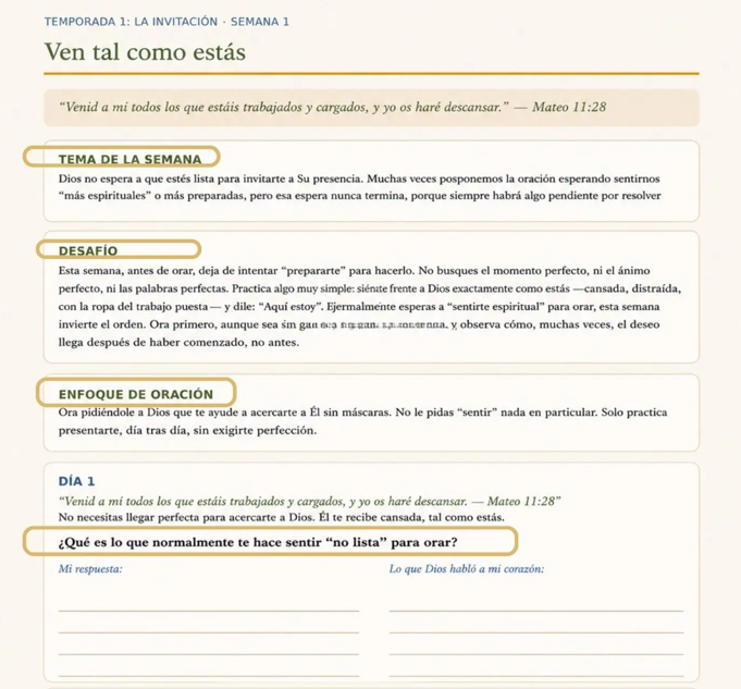 Tendrás un espacio para profundizar cada día en tu relación con Dios.